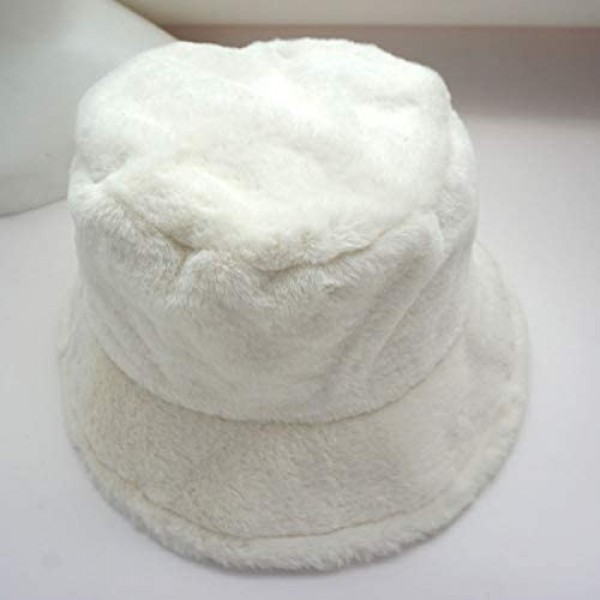 KENSHELLEY Women's Modern Fall Winter Solid Soft Cozy Faux Fur Bucket Fisherman Hat Cap Gift