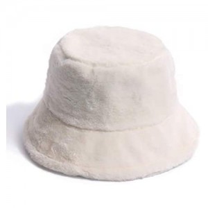 KENSHELLEY Women's Modern Fall Winter Solid Soft Cozy Faux Fur Bucket Fisherman Hat Cap Gift