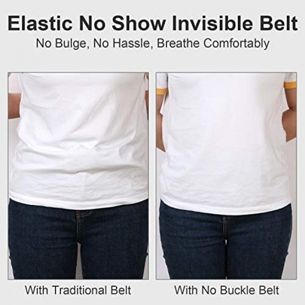 No Buckle Stretch Women Belt for Jeans Pants Elastic Buckle Free Invisible Belts for Men up to 48 Inches by WHIPPY