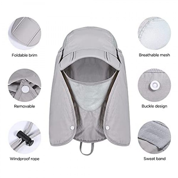 Outdoor Sun Hat Fishing Cap for Man Woman with UPF 50+ Sun Protection and Neck Flap Free Sunscreen Sleeve.