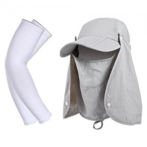 Outdoor Sun Hat Fishing Cap for Man Woman with UPF 50+ Sun Protection and Neck Flap Free Sunscreen Sleeve.
