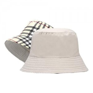 Reversible Plaid-Bucket Hats Women Sun Hat Fisherman-Packable