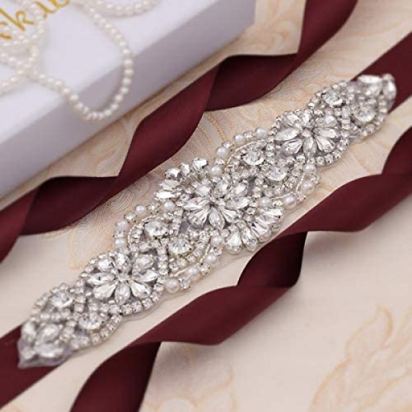 Sarekabride Bridal Belt Crystal Rhinestones Wedding Dress Belt Sash Belt for Bridesmaids