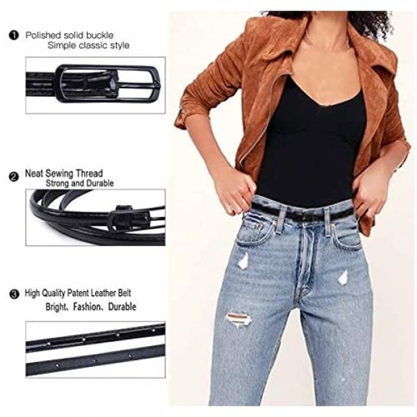 Selighting Womens Faux Leather Skinny Belts for Dresses