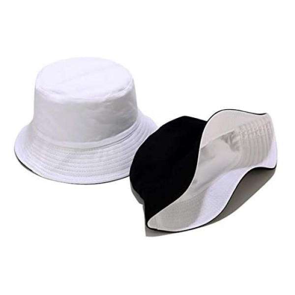 Solid Color Bucket Hat Simple Fisherman Cap Packable Reversible Sun Hat for Women Men