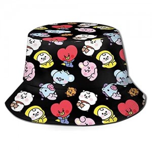 Summer Travel BTS Fans Fisherman Hat Sun Beach Outdoor Cap Basin Hat Breathable Bucket Hat Gifts for Men Women Teens