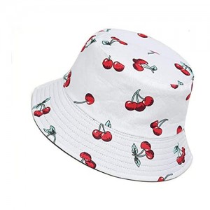 Sun Bucket Hat Reversible - Fruit and Animal Pattern Hats Summer Cap Cherry Cows Daisy