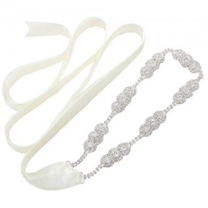 SWEETV Rhinestone Bridal Belt Bridesmaid Sash Crystal Headband Wedding Belt Women Dress Accessories