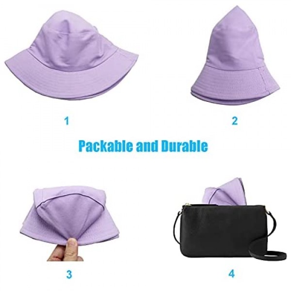Sydbecs Reversible Bucket Hat for Women Men Summer Beach Sun Hat Fishing Cap Solid Color Style