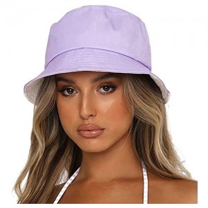 Sydbecs Reversible Bucket Hat for Women Men Summer Beach Sun Hat Fishing Cap Solid Color Style