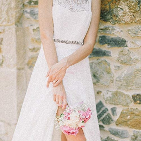Thin Bridal Belt for Wedding Gown Crystal Rhinestone Belts for Women Handmade Wedding Sash Bridal Belts with Pearl