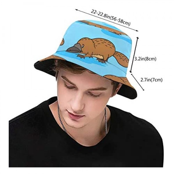 Unisex Bucket Hat Funny Platypus/Finding Blue Dory Fish Travel UV Sun Fisherman Cap