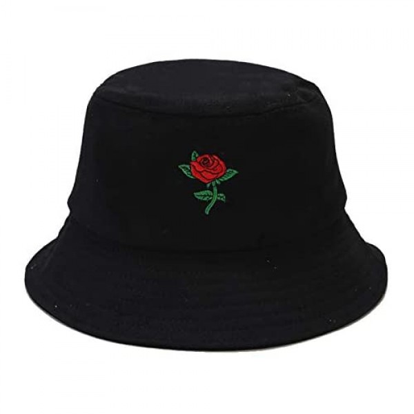 Unisex Embroidered Bucket Hat Summer Fisherman Outdoor Cap for Men Women Teens