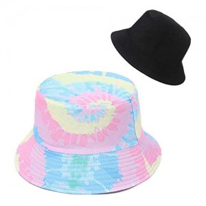 Unisex Summer Bucket Sun Hat for Women Men Girls Reversible Tie Dye Beach Cap