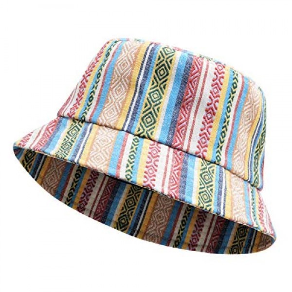 Unisex Tan Multi-Color Cute Bucket Hat Golfing Fisherman Golf Beach Sun Hats Summer Buket for Men Mens Womens Women Woman Teens