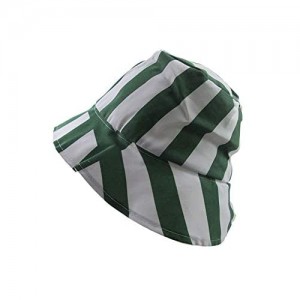 Unisex Vertical Stripes Bucket Hat Packable Fashion Fisherman Cap Sun Hat Green-White