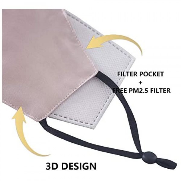 Utridevn 22mm 100% Mulberry Silk with Nose Wire and Filter Pocket，Reusable and Adjustable