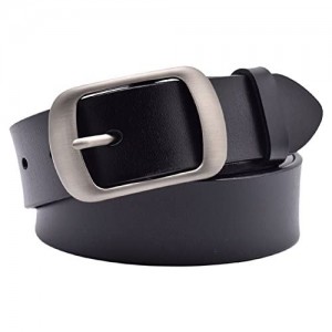 Vonsely Soft Wide Leather Belt for Jeans Shorts  Leather Belt with Metal Buckle