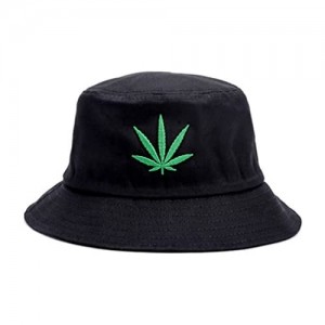 Weed Bucket Cap  Marijuana Unisex Fishing Cannabis Embroidered Sun Flat Cap Hat