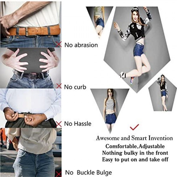 WERFORU Buckle-Free Women No Buckle Invisible Fabric Stretch Belt For Jeans