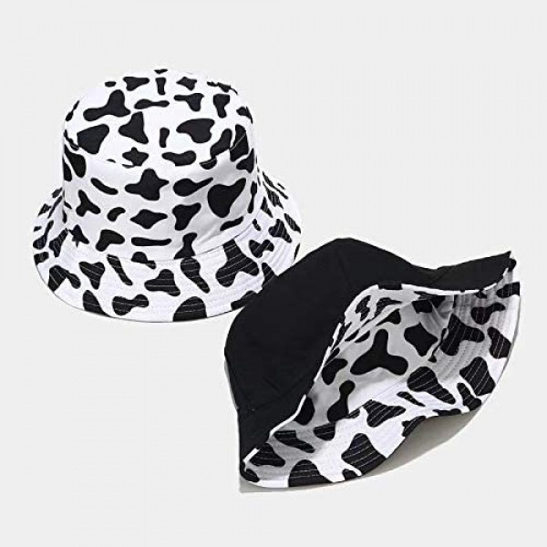 WIACBIL Reversible Bucket Hat Emboridery Double-Side-Wear for Women Men Summer Travel Beach Sun