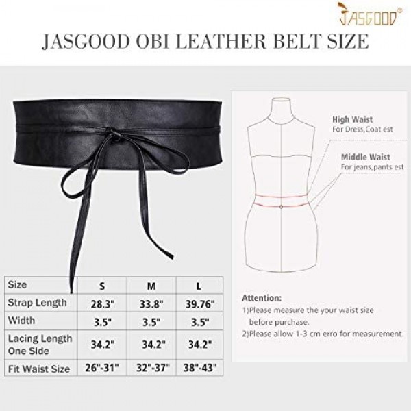 Women Faux Leather Obi Belt Wide Wrap Retro Waist Belt for Dress Holloween by JASGOOD