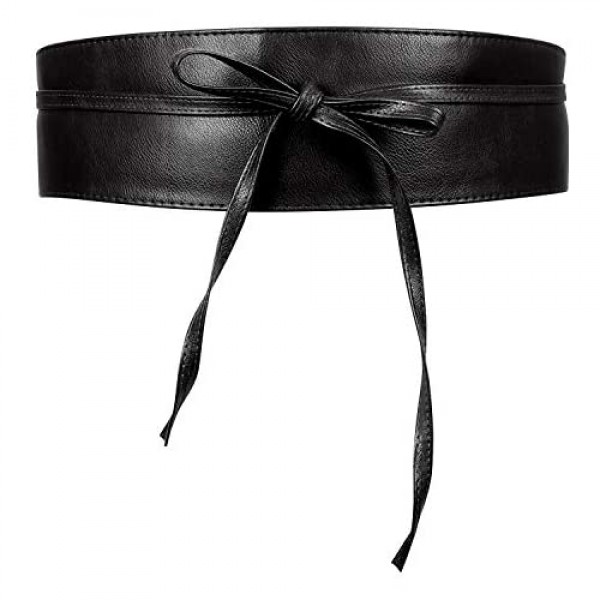 Women Faux Leather Obi Belt Wide Wrap Retro Waist Belt for Dress Holloween by JASGOOD