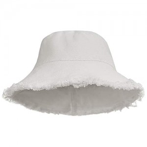 Women Wide Brim Washed Sun-Bucket-Hats Foldable UPF 50+ Sun-Protective Bucket-Hat