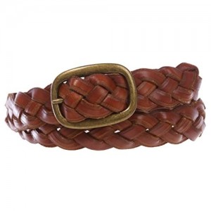 Women's 1 1/4 Braided Woven Cowhide Top Full Grain Solid Two-Tone 3D Style Vintage Leather Belt