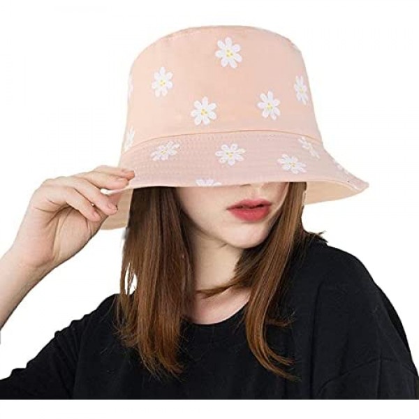 Womens Bucket Hat Beach Fisherman Summer Travel Sun Hat Reversible Double-Side-Wear