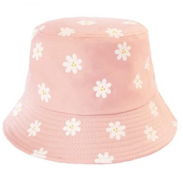 Womens Bucket Hat Beach Fisherman Summer Travel Sun Hat Reversible Double-Side-Wear