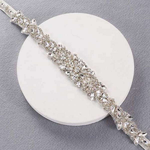 Yanstar Bridal Belt Rhinestone Bridal Belts and Sashes Clear Crystal Wedding Belt for Bride Dress