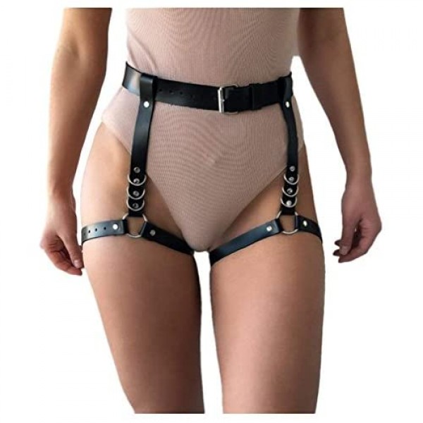 ZAKIA Women's sexy punk leather belt waist adjustable high elastic belt