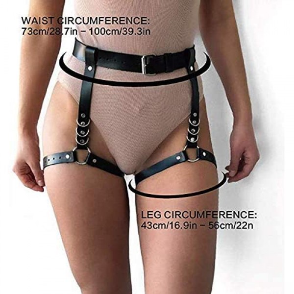 ZAKIA Women's sexy punk leather belt waist adjustable high elastic belt