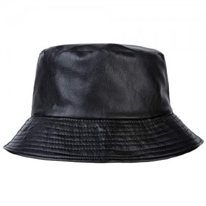 ZLYC Unisex Fashion Bucket Hat PU Leather Rain Hat Waterproof Fishmen Cap