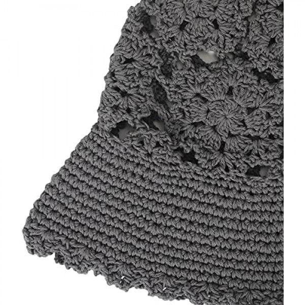 ZLYC Women Cotton Bucket Hat Handmade Crochet Knit Floral Summer Bucket Hats