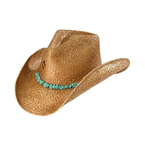 Charlie 1 Horse Women's Tulum Distressed Raffia Hat with Beaded Band