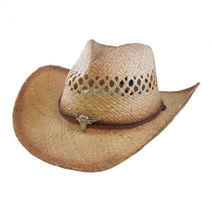 Florida Hat Company Western Raffia Tea Stain/Texas Longhorn Beige