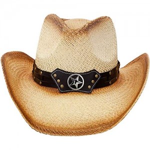 Milani Paper Straw Star Design Cowboy Hat (Natural Color  One Size)