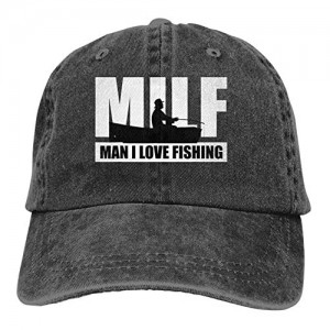 Milf Man. I Love Fishing Cowboy Hats for Men Black Cowboy Hat Portable Men's Cowboy Hats