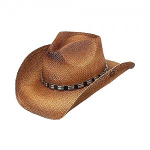 Peter Grimm'sBret Straw Western Cowboy w/Metal Studded Hatband