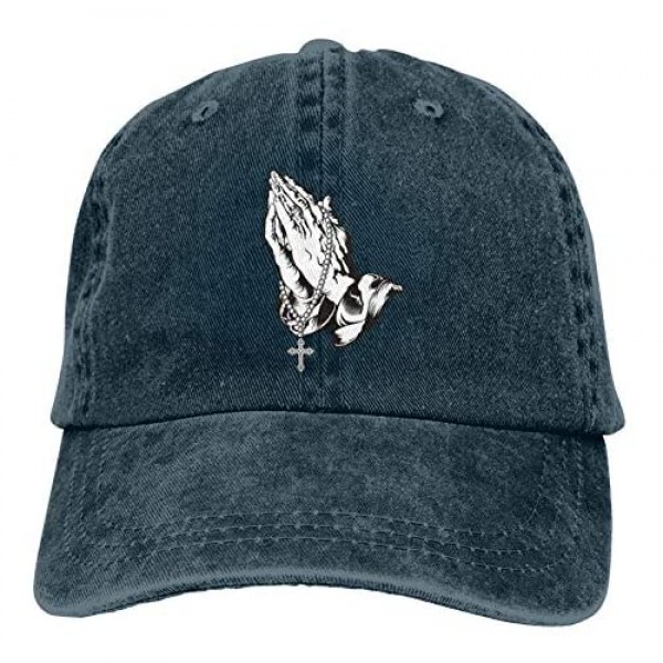 Praying Hands Rosary Savage Vintage Cowboy Hat Classic Sports Headgear Cotton Adjustable Baseball Cap for Men and Women Charcoal Gray