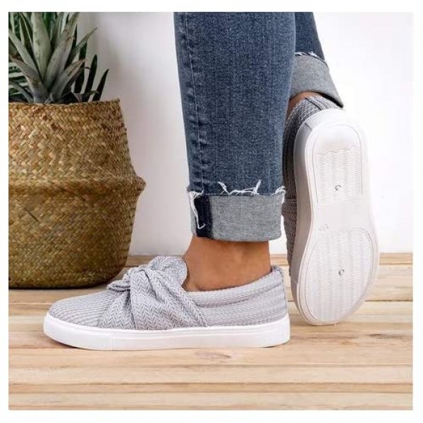Women Knitted Twist Slip On Sneakers Cute Flat Loafers Shoes Casual Nurse Walking Shoes