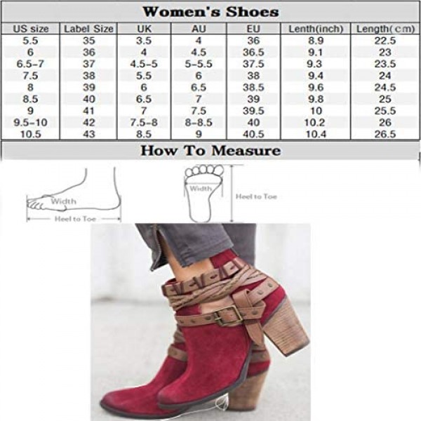 Women's Cutout Chunky Block Stacked Heels Booties Buckle Strap Western Cowboy Ankle Dress Boots