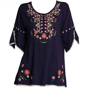 Ashir Aley Womens Girls Embroidered Peasant Tops Mexican Bohemian Blouses