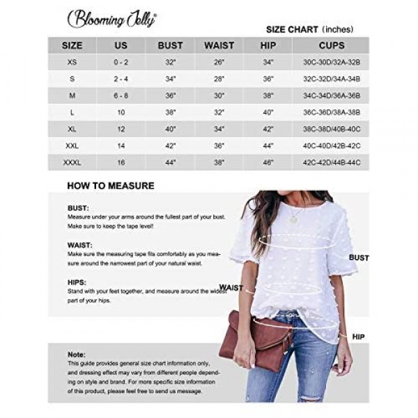 Blooming Jelly Womens Chiffon Blouse Summer Casual Round Neck Short Sleeves Pom Pom Shirts Tops