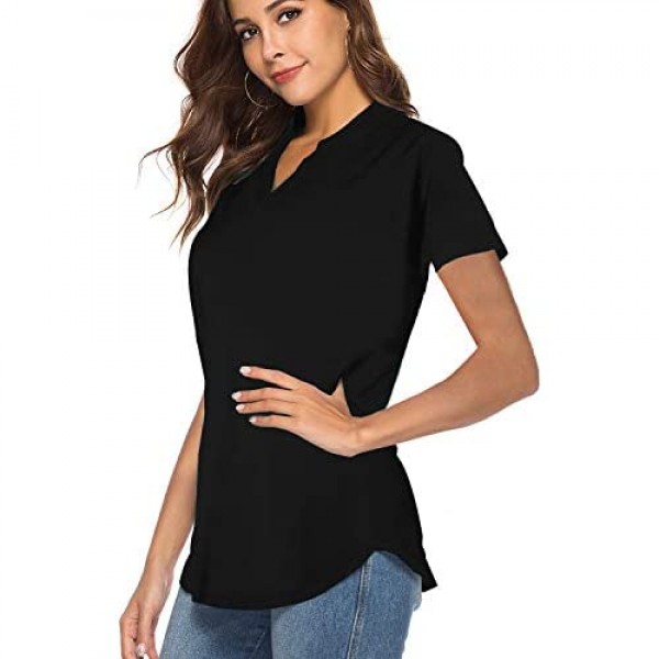 CEASIKERY Women's Short Sleeve V Neck Tops Casual Tunic Blouse Loose Shirt
