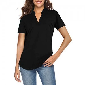 CEASIKERY Women's Short Sleeve V Neck Tops Casual Tunic Blouse Loose Shirt