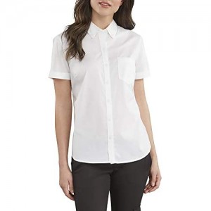 Dickies Women's Stretch Poplin Button-up Short Sleeve Shirt