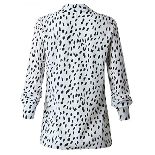 ECOWISH Womens Casual Tops V Neck Leopard Tunic Long Sleeve Button Down Shirts Top